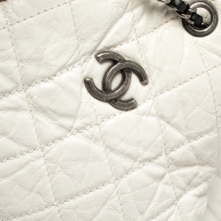 Pre Owned Chanel White/Black Aged Quilted Leather Small Gabrielle Backpack