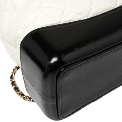 Pre Owned Chanel White/Black Aged Quilted Leather Small Gabrielle Backpack