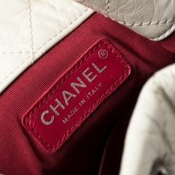 Pre Owned Chanel White/Black Aged Quilted Leather Small Gabrielle Backpack