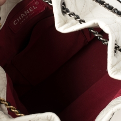 Pre Owned Chanel White/Black Aged Quilted Leather Small Gabrielle Backpack