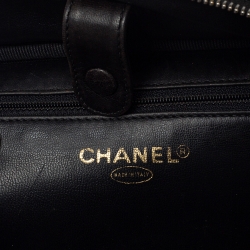 Pre Owned Chanel Black Patent Leather Vintage CC Vanity Case Top Handle Bag