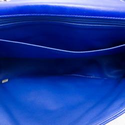 Pre Owned Chanel Electric Blue Lambskin Jumbo Flap