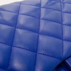 Pre Owned Chanel Electric Blue Lambskin Jumbo Flap