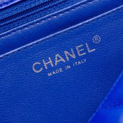 Pre Owned Chanel Electric Blue Lambskin Jumbo Flap