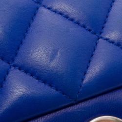 Pre Owned Chanel Electric Blue Lambskin Jumbo Flap