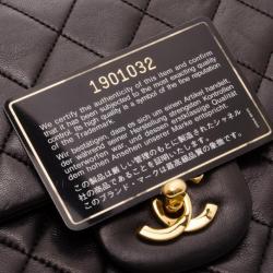 Pre Owned Chanel Vintage Black Lambskin Medium Flap Bag 