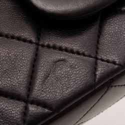 Pre Owned Chanel Vintage Black Lambskin Medium Flap Bag 