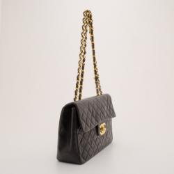 Pre Owned Chanel Vintage Black Lambskin Jumbo Flap Bag