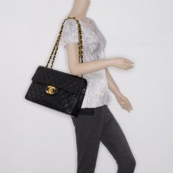 Pre Owned Chanel Vintage Black Lambskin Jumbo Flap Bag