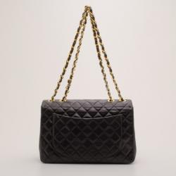 Pre Owned Chanel Vintage Black Lambskin Jumbo Flap Bag