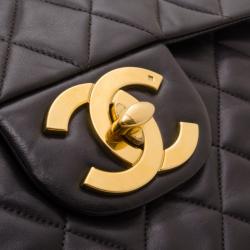 Pre Owned Chanel Vintage Black Lambskin Jumbo Flap Bag