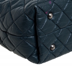 Pre Owned Chanel Dark Green Quilted Aged Leather 2.55 Reissue Grand Shopping Tote