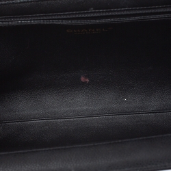 Pre Owned Chanel Black Quilted Caviar Leather In Story Clutch