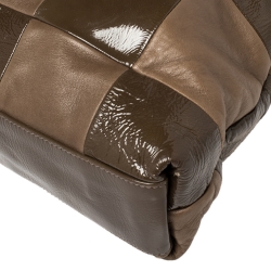 Pre Owned Chanel Brown Leather and Patent Leather Large Brooklyn Patchwork Cabas Tote 