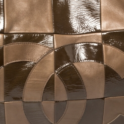 Pre Owned Chanel Brown Leather and Patent Leather Large Brooklyn Patchwork Cabas Tote 