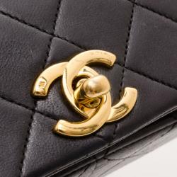 Pre Owned Chanel Vintage Black Lambskin Flap Bag