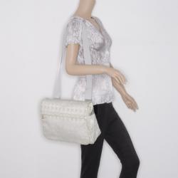Chanel White Nylon Jacquard Messenger Bag