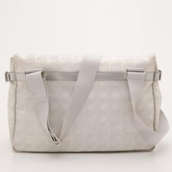 Chanel White Nylon Jacquard Messenger Bag
