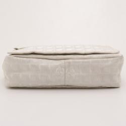 Chanel White Nylon Jacquard Messenger Bag