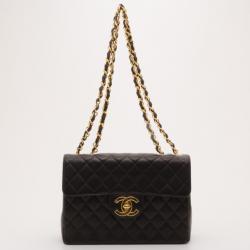 Pre Owned Chanel Vintage Black Lambskin XL Jumbo Flap Bag