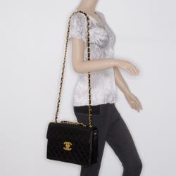 Pre Owned Chanel Vintage Black Lambskin XL Jumbo Flap Bag