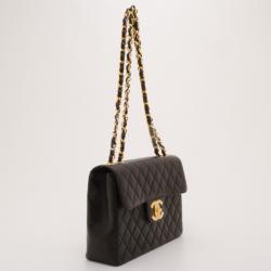 Pre Owned Chanel Vintage Black Lambskin XL Jumbo Flap Bag