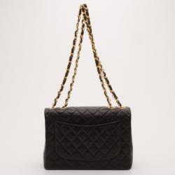 Pre Owned Chanel Vintage Black Lambskin XL Jumbo Flap Bag