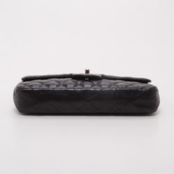 Pre Owned Chanel Black Quilted East West Flap Bag
