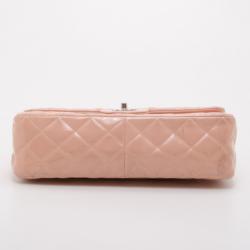 Pre Owned Chanel Light Pink Patent Jumbo Classic Flap