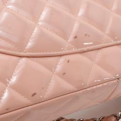 Pre Owned Chanel Light Pink Patent Jumbo Classic Flap