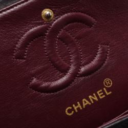 Pre Owned Chanel Vintage Black Lambskin Medium Flap Bag 