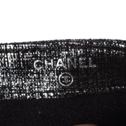 Pre Owned Chanel Silver/Black Shimmer Quilted Suede CC Phone Pouch 