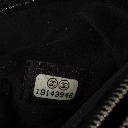 Pre Owned Chanel Silver/Black Shimmer Quilted Suede CC Phone Pouch 