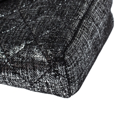 Pre Owned Chanel Silver/Black Shimmer Quilted Suede CC Phone Pouch 