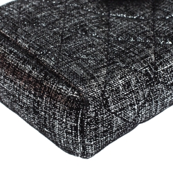 Pre Owned Chanel Silver/Black Shimmer Quilted Suede CC Phone Pouch 