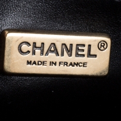 Pre Owned Chanel Black Leather New Mini Mosaic Embroidered Flap Bag