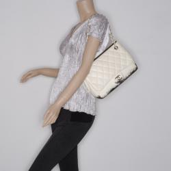 Pre Owned Chanel Limited Edition White Blizzard Jumbo Flap 