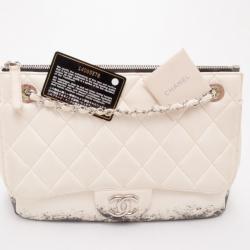 Pre Owned Chanel Limited Edition White Blizzard Jumbo Flap 