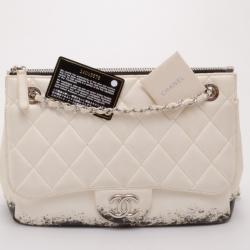 Pre Owned Chanel Limited Edition White Blizzard Jumbo Flap 
