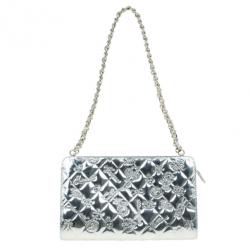 Pre Owned Chanel Metallic Gold Patent Charms Pochette
