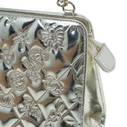 Pre Owned Chanel Metallic Gold Patent Charms Pochette