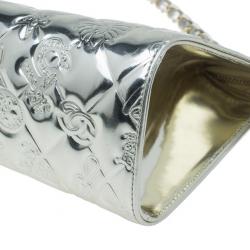 Pre Owned Chanel Metallic Gold Patent Charms Pochette