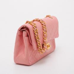 Pre Owned Chanel Vintage Pink Lambskin Small Flap Bag