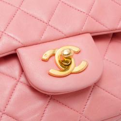 Pre Owned Chanel Vintage Pink Lambskin Small Flap Bag