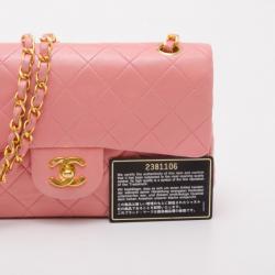 Pre Owned Chanel Vintage Pink Lambskin Small Flap Bag