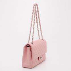 Pre Owned Chanel Light Pink Caviar Medium Flap