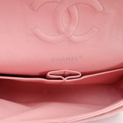 Pre Owned Chanel Light Pink Caviar Medium Flap