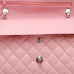 Pre Owned Chanel Light Pink Caviar Medium Flap