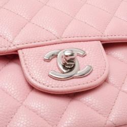 Pre Owned Chanel Light Pink Caviar Medium Flap