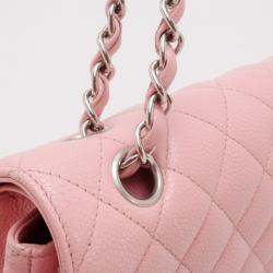 Pre Owned Chanel Light Pink Caviar Medium Flap